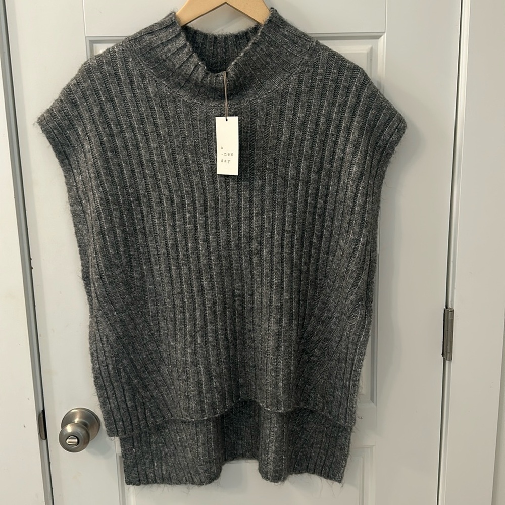 Gray Mock Neck Tunic Sweater